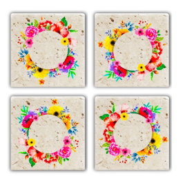 Hermia Set de 4 Posavasos de Piedra Natural Multicolor